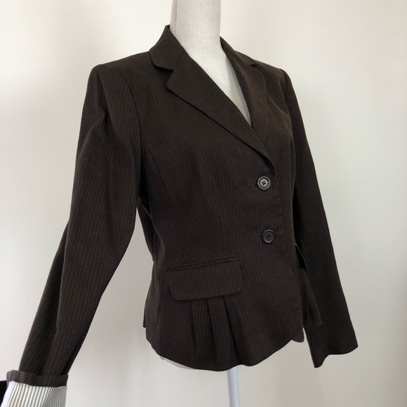 Banana Republic Striped Brown Flax Stretch Blazer - Picture 1 of 8